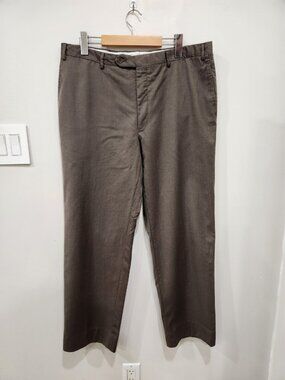 Canali 1934 Wool Dress Pants Mens 36x30 Brown Flat Front Straight Leg Made Italy